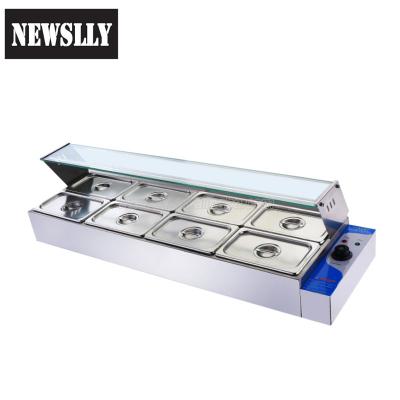 China Commercial Power Line Countertop Food Warmer Steamer Restaurant Newslly 8 Pans Stainless Steel Bain Marie Buffet Table for sale