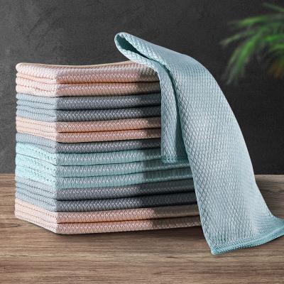 China 5Pcs/Set Fish Scale Cloth Home Kitchen Cleaner Cleaning Tools Bombs Glass Cloth Ceramic Superfine Fiber Anti Grease Absorber Towel for sale