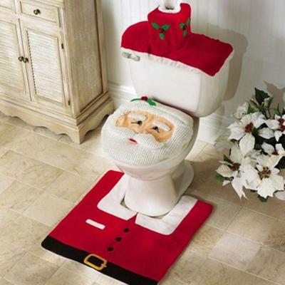 China Four-piece set new Santa Claus Toilet Cover Set Foot protection water tank cover cloth cover Christmas atmosphere Four-piece set for sale