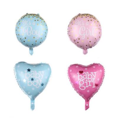 China Blue Festival Decoration 18inch Round And Heart It's A Boy And Lace It's A Girl Gender Reveal Foil Balloons for sale