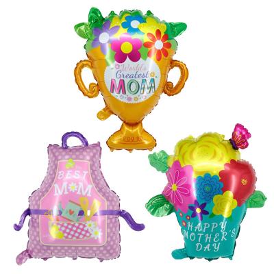 China Hot Sale Mother's Day Foil Balloons Decoration Mom Trophy Cup And Apron Foil Balloons for sale