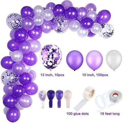 China Festival Decoration Purple Latex and Confetti Balloon Arch Set for Indoor Outdoor Lavender Purple Party Decorations for sale