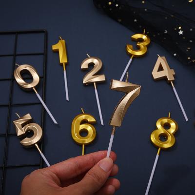 China Hot Selling Gold And Champagne Number Birthday Candles Of The Birthday Party Small MOQ for sale