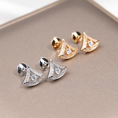 China Wholesale Exquisite Simple Classic 925 Sterling Silver Full Diamond Hollow Skirt Earrings Fashion Jewelry Female for sale