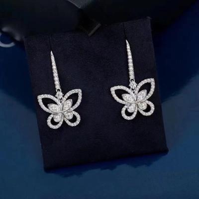 China TOP FASHION Jewelry 925 Sterling Silver Phantom Butterfly Earrings Female Brand Light Luxury Fashion Elegant Earrings Wholesale for sale