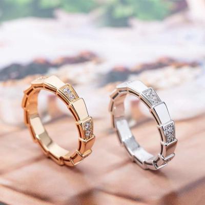 China Classic 925 Sterling Silver Zircon Half Diamond Narrow Snake Bone Ring Fashion Brand Simple Party Luxury Jewelry for sale