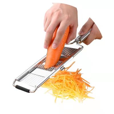 China Adjustable Kitchen Stocked Tools Universal Vegetable Cheese Grater Cutter Shredder Potato Stainless Steel Universal Slicer for sale