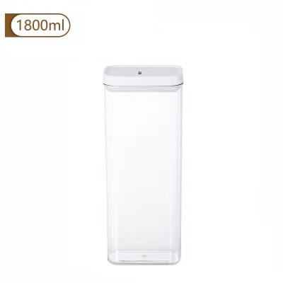 China 1800ML Square Airtight Plastic Clear Plastic Food Box Hot Selling Sustainable Pantry Organization Kitchen Stackable Food Container for sale