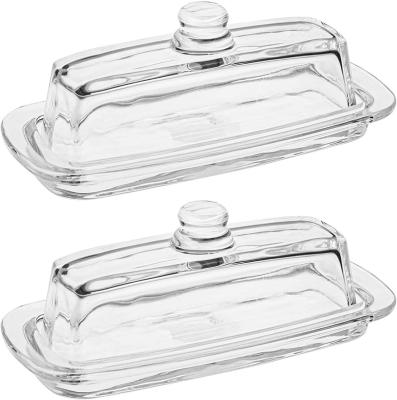 China Hot Selling Best Quality Sustainable Professional Professional Container Glass Butter Dish With Lid for sale