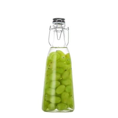 China Airtight Vacuum Water Jar With Custom Logo Airtight 1L Glass Water Bottle Jug Housewares Juice Lemon Storage Fruit Infuser Tea for sale