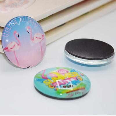 China Animal Customized Flamingo Design Fridge Magnets Fridge Stickers Glass Material Souvenir for sale