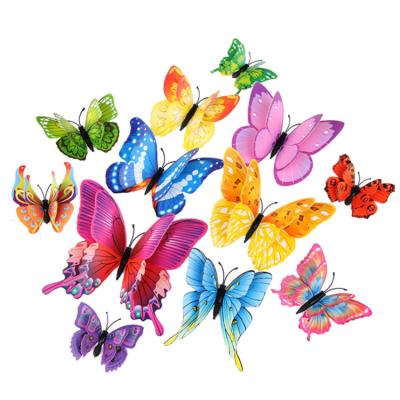 China Form Stock 12 Pcs In One Set 3D Simulation Butterfly PVC Fridge Magnet For Home Decoration for sale