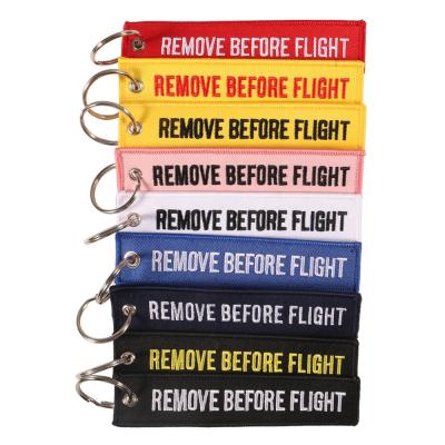 China Twill Remove Before Flight Airworthy Tag Key Chains Fashion Flight Key Ring In Stock for sale