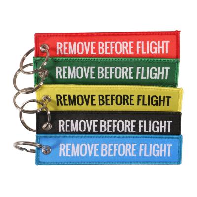 China Polyester Twill REMOVE BEFORE THEFT Key Chain Woven Key Tag For Woven Key Chain Custom Wholesale for sale