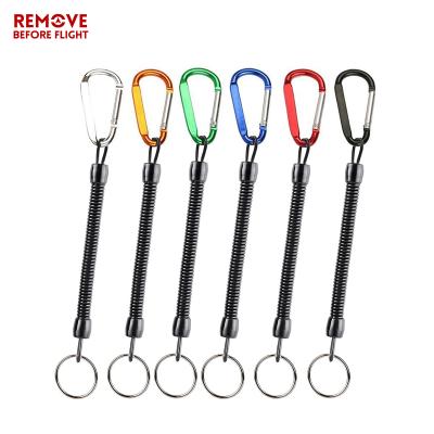 China Fashion OEM Key Chain Ring Llaveros Hombre Key Keyring With Carabiner Safety Spring Coil Key Chain for sale