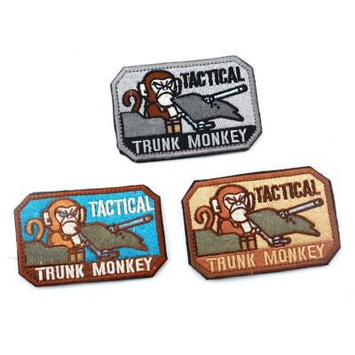 China 3D Tactical Tanks Monkey Trunk Monkey Patches Military Embroidered Patch Hook Button And Loop Armband Epaulet Badge For Coat for sale