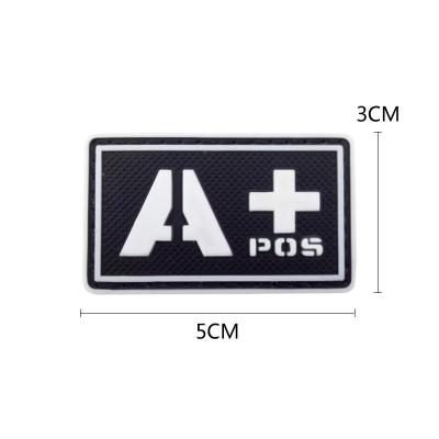 China 3D Circle And Plastic Loop On Blood Type Patch A+ B+ AB+ O+Tactical Military Hook Patch for sale