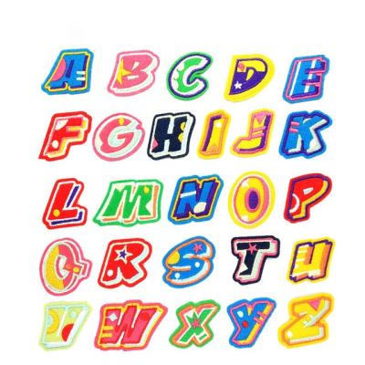 China latest 3D alphabet embroidery patch with laser cut border for sale