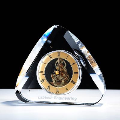 China New Style Antique Design Good Quality Crystal Glass Clock Modern Home Decor Souvenir for sale