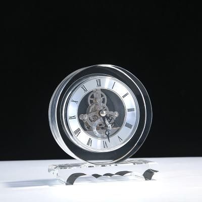 China Europe Personalized Clear Original Design Crystal Table Clock Gift Folk Style Desk Decoration for sale