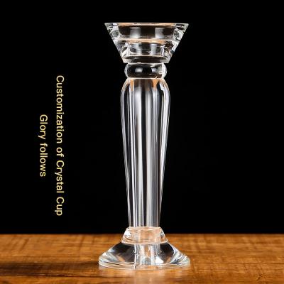 China Home Decoration Wholesale Crystal Candle Holder Simple Handmade Candlestick For Home Decor for sale