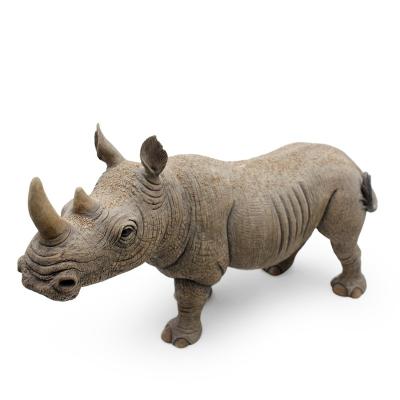 China Animal World Gift High End Home Custom Polyresin Figurines Decoration Resin Animal Rhino Statue for sale