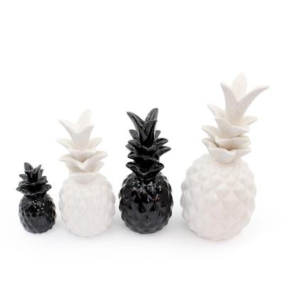 China Japan cheap simple black white decor ceramic pineapple small for home decorative for sale