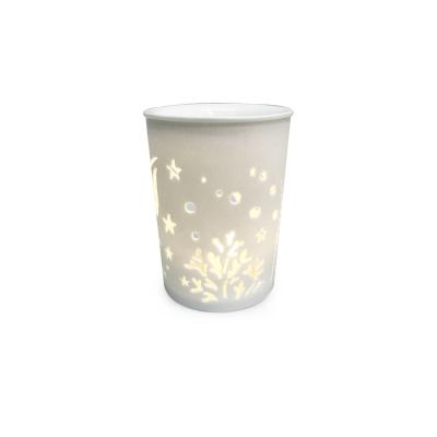 China Custom White Ceramic Decoration LOGO Pattern Design Wedding Gift Aroma Oil Burner With Tea Light for sale