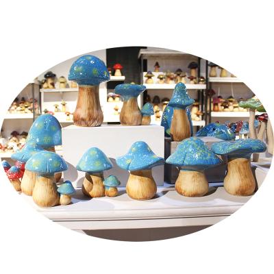 China Folk Art Outdoor Garden Ornament Glazed Kiln Ceramic Handicraft Potted Plant Mushroom Decoration for sale