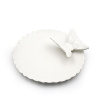 China New Design Ceramic Butterfly Hot Selling Jewelry Display Round Trinket Jewelry Ring Tray for sale