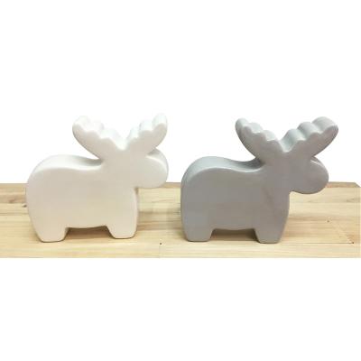 China Simple Handwork Christmas Deer Customized Color White Greey White Ceramic Reindeer Figurine For Home Decor for sale