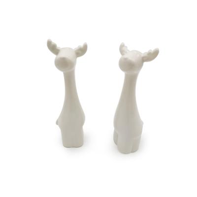 China Handwork Factroy Wholesale Cheap Ceramic Christmas Decoration White Dolomite Reindeer for sale