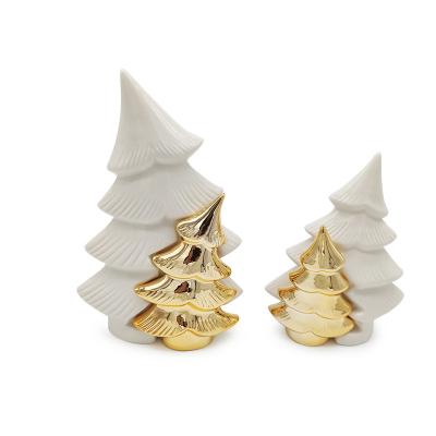 China Customized Handmade White Glazed Ceramic Color Large Shape Christmas Tree Figurine for sale