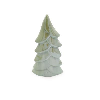 China Handmade Factory Make Green Pearlescent Glaze Porcelain Glazed Ceramic Christmas Tree For Sale for sale