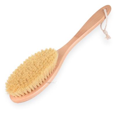 China All Natural Beauty Shops 100% Sisal Bristle Brush Body Dry Brushing Beech Long Handle Exfoliating Skin Treesmile Bath Brushes OEM Logo for sale