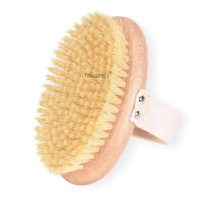 China EXFOLIATING TREESMILE all natural dry skin brush 100%natural wood body brush and sisal bristle massage dry brush custom factory high quality for sale