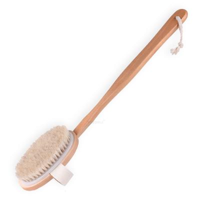 China Long Handle TREESMILE Long Handle Body Bristle Bath Brush Natural Horsehair Brushes Custom Logo Soft Wood Removable Brush High Quality for sale