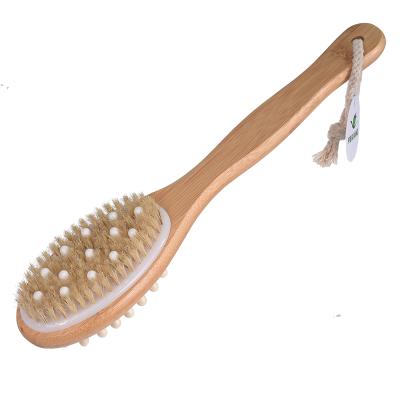 China TREESMILE Double Sided Massage Double Sided Sisal Bath Brush Sisal Massager Bristle Body Brush OEM Logo Dry Natural Brushes Factory Good Quality for sale