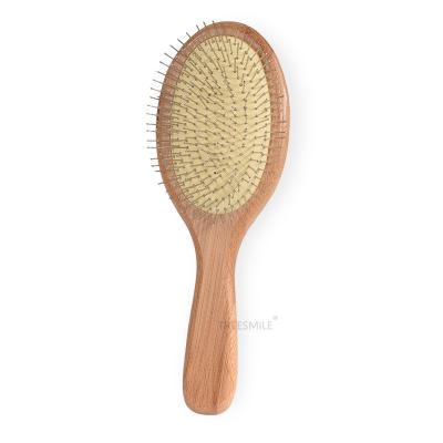 China Soft Eco-friendly Bamboo Cushion Hair Brush Comb Steel Brushes For All Hair Types Treesmile OEM Logo For Hair Salons, Travel, Hotels for sale