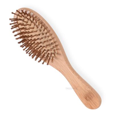 China Single Cushion Hair Brush Styling Brush For Massage Natural Wet And Dry Bamboo Bristles Treesmile Factory OEM Brushing High Quality Logo for sale