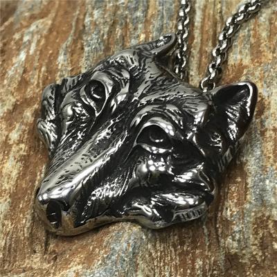 China Viking Men's Jewelry Viking Celtic Wolf Head Pendant Necklace Stainless Steel for sale