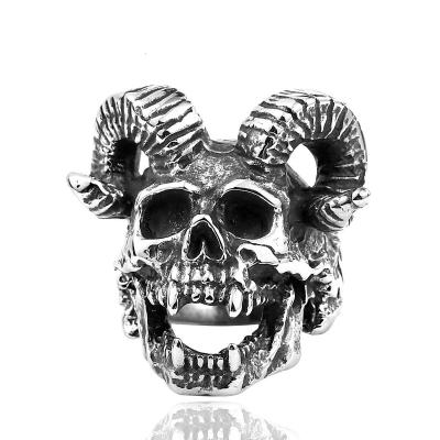 China Satan Goat Skull Punk Ring for Men - 316 Stainless Steel for sale