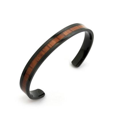 China Office / Stainless Steel Career Personalized Wooden Cuff Bangle Bracelet for sale