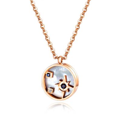 China Casual/Sporty Blue Crystal Delicate Rose Gold Compass Pendant Necklace for sale