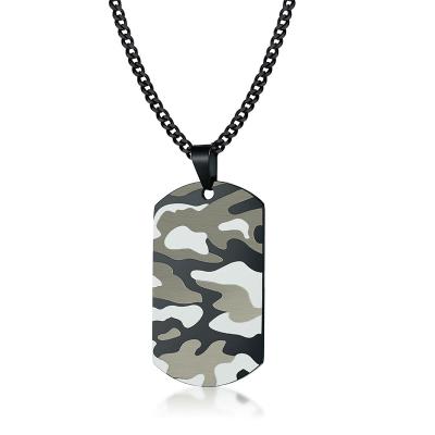 China Stainless Steel Mens Army Soldier Camouflage Dog Tag Pendant Necklace for sale