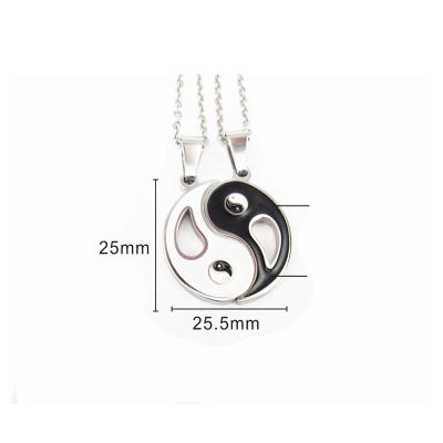 China Black And White Stainless Steel Ying Yang Pendant Jewelry For Couples for sale