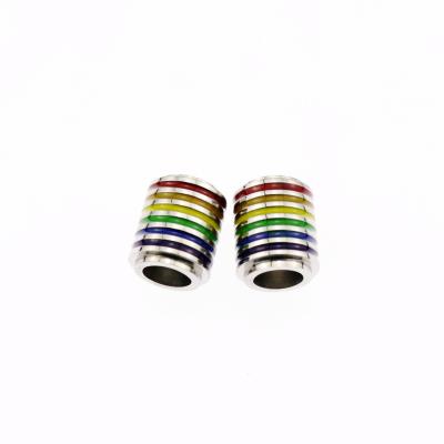 China Circular Lgbt Stainless Steel Gay Pride Cylinder Rainbow Charm Pendant for sale