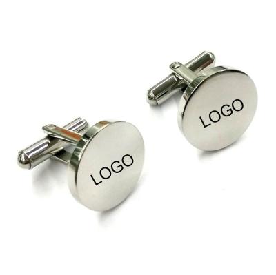 China Custom Engraved Stainless Steel Logo Blank Round , Rectangle Square Cufflink for sale