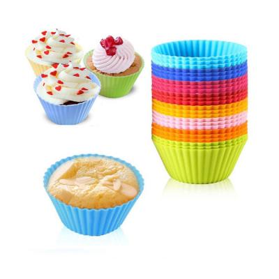 China 24pcs/set Multi Colors Disposable Round Shaped Silicone Muffin Cup Cake Baking Molds for sale