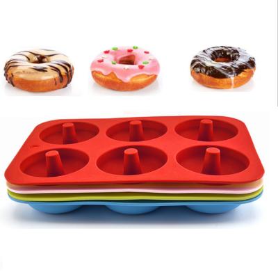 China Viable Ready to Ship 6-Cavity Silicone Reusable Nonstick BPA Free Donut Baking Mold for sale